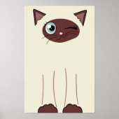 Niedlich Winking Siamese Cat Cartoon Poster (Vorne)