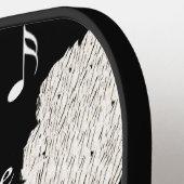 Niedlich Winking White Cat auf Piano Keys Musiknot Pickleball Schläger (Linke Seite)