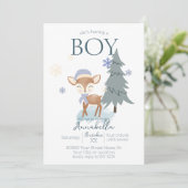 Niedlich Winter Baby Deer Boy Fawn Einladung (Stehend Vorderseite)