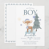 Niedlich Winter Baby Deer Boy Fawn Einladung (Vorne/Hinten)