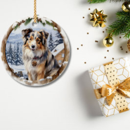 Niedlich Winter Christmas Australian Shepherd Keramik Ornament