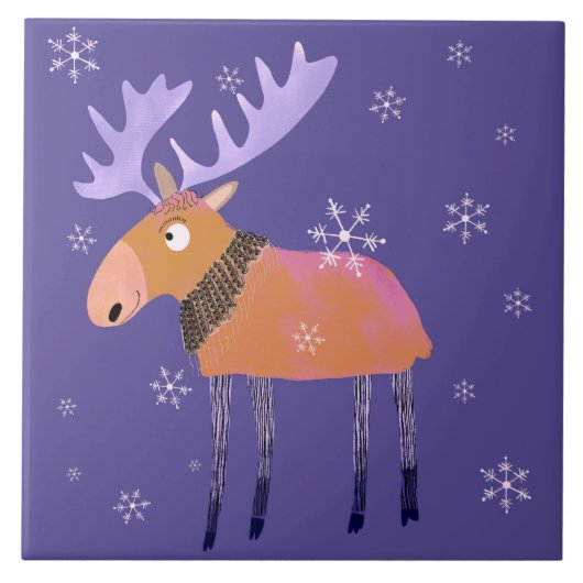 Niedlich Winter Elche Keramik Küche Tile Fliese (Vorderseite)