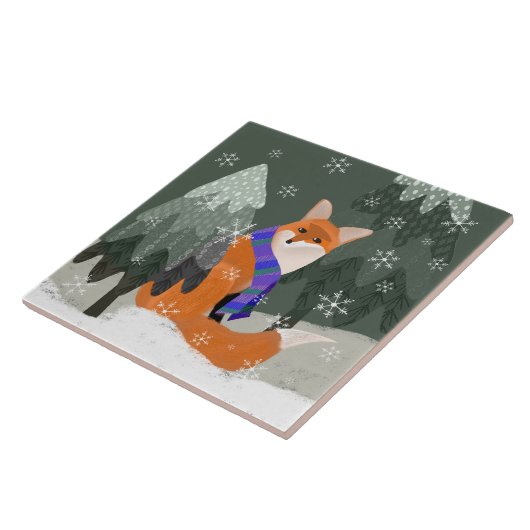 Niedlich Winter Fox Keramik Küche Tile Fliese (Seite)