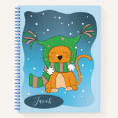 Niedlich Winter Ginger Cat Kid Personalisiert Note Notizblock (Vorderseite)