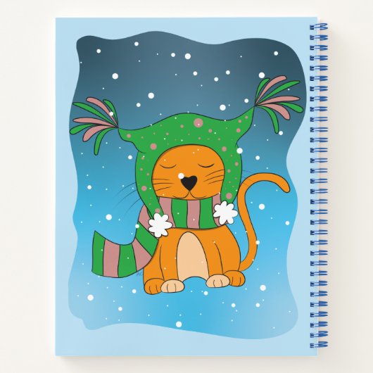 Niedlich Winter Ginger Cat Kid Personalisiert Note Notizblock (Rückseite)
