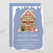 Niedlich Winter Gingerbrot Candy House Urlaub Einladung (Vorne/Hinten)