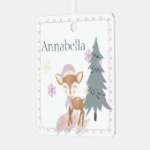 Niedlich Winter Girl Fawn Individuelle Name Ornament Aus Metall (Vorderseite links)