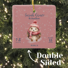 Niedlich Winter Igel Baby Girl Geburtsstunde Detai Keramikornament