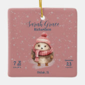 Niedlich Winter Igel Baby Girl Geburtsstunde Detai Keramikornament (Vorderseite)