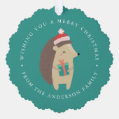 Niedlich Winter Igel Foto Urlaub Ornament Karte (Vorderseite)