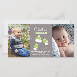 Niedlich Winter Mittens Custom Foto Weihnachtsmagi Feiertagskarte