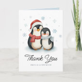 Niedlich Winter Pinguins Kinderdusche Danke Karte (Vorderseite)