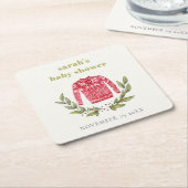 Niedlich Winter Red Green Ugly Sweater Baby Dusche Rechteckiger Pappuntersetzer (angewinkelt)