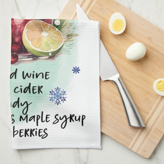 Niedlich Winter Sangria Weihnachtsgetränk Rezept Geschirrtuch (Viertel Falte)