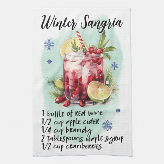 Niedlich Winter Sangria Weihnachtsgetränk Rezept Geschirrtuch (Vertikal)