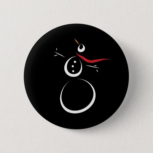Niedlich Winter Snowman Black Button (Vorderseite)