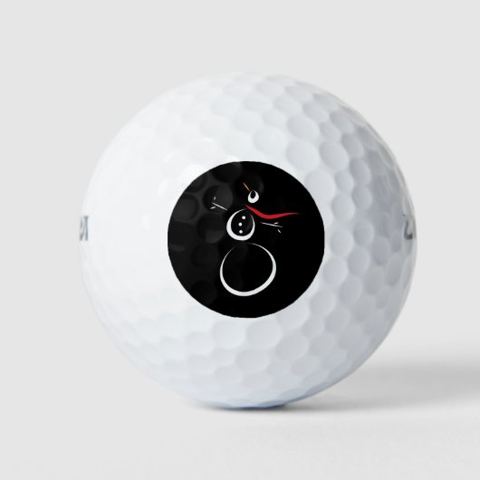 Niedlich Winter Snowman Black Golfball (Vorderseite)