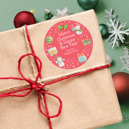 Niedlich Winter Snowman Frohe Weihnachtsaufkleber Runder Aufkleber