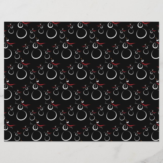 Niedlich Winter Snowman Pattern Schwarz (Vorderseite)