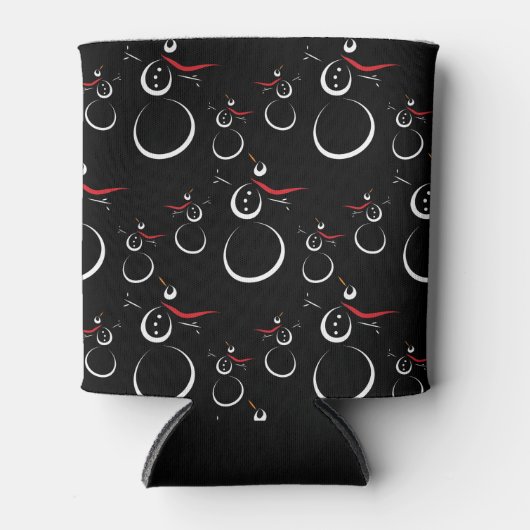 Niedlich Winter Snowman Pattern Schwarz Dosenkühler (Vorderseite)