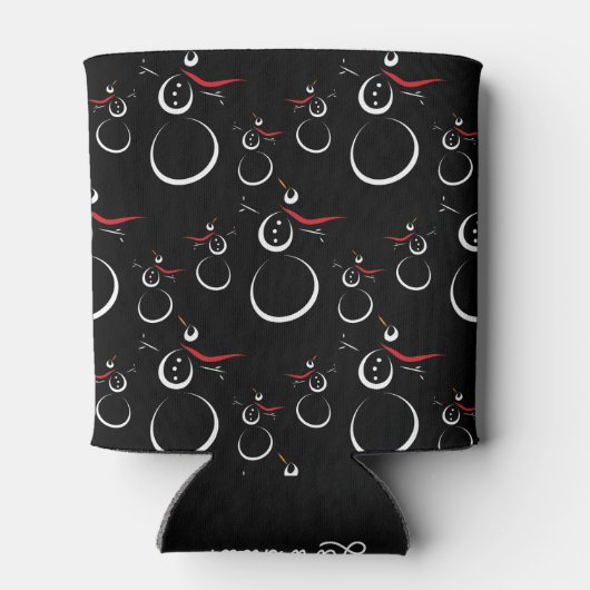 Niedlich Winter Snowman Pattern Schwarz Dosenkühler (Rückseite)