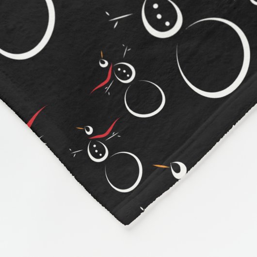 Niedlich Winter Snowman Pattern Schwarz Fleecedecke (Ecke)