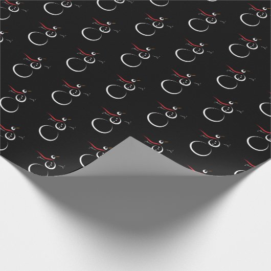 Niedlich Winter Snowman Pattern Schwarz Geschenkpapier (Ecke)