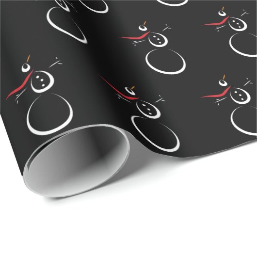 Niedlich Winter Snowman Pattern Schwarz Geschenkpapier (Rolleneckpunkt)