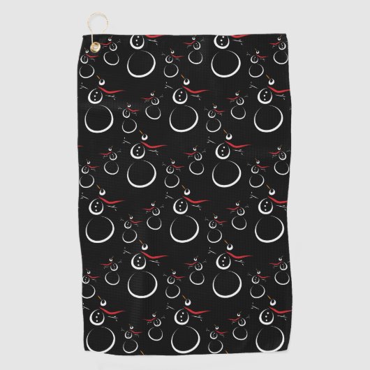 Niedlich Winter Snowman Pattern Schwarz Golfhandtuch (Vorderseite)