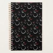 Niedlich Winter Snowman Pattern Schwarz Planer (Vorderseite)