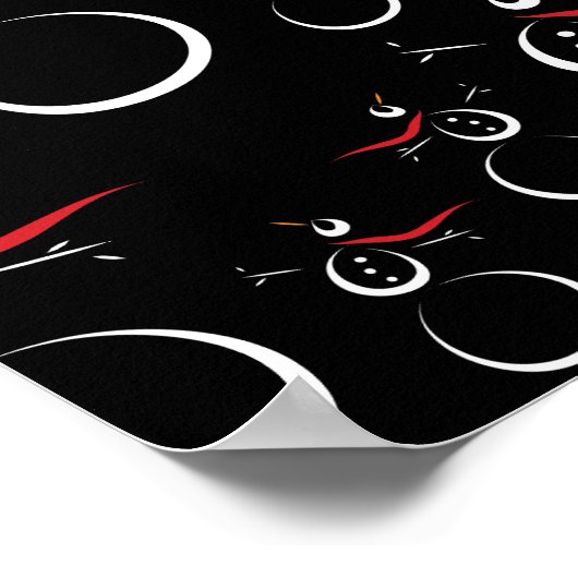Niedlich Winter Snowman Pattern Schwarz Poster (Ecke)