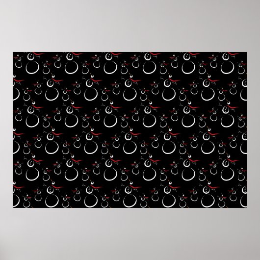 Niedlich Winter Snowman Pattern Schwarz Poster (Vorne)