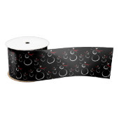 Niedlich Winter Snowman Pattern Schwarz Satinband (Spule)