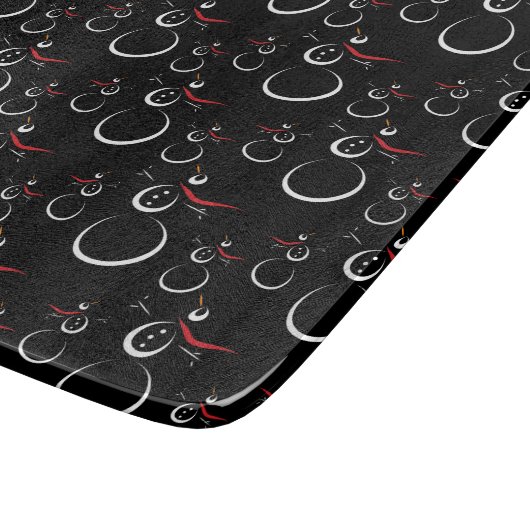 Niedlich Winter Snowman Pattern Schwarz Schneidebrett (Ecke)
