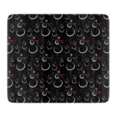Niedlich Winter Snowman Pattern Schwarz Schneidebrett (Vorderseite)