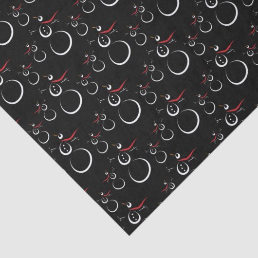 Niedlich Winter Snowman Pattern Schwarz Seidenpapier (Detail)