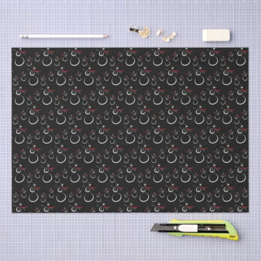 Niedlich Winter Snowman Pattern Schwarz Seidenpapier (Handwerk)