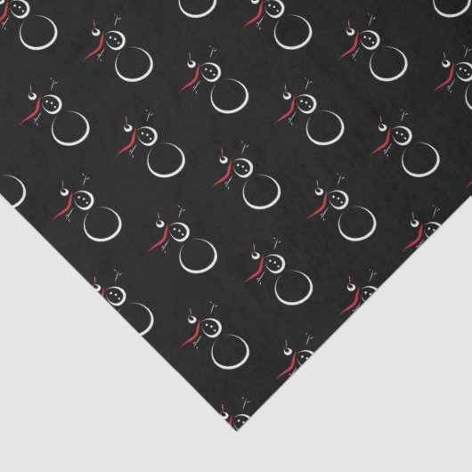 Niedlich Winter Snowman Pattern Schwarz Seidenpapier (Detail)