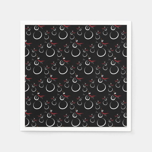 Niedlich Winter Snowman Pattern Schwarz Serviette (Vorderseite)