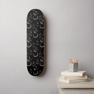 Niedlich Winter Snowman Pattern Schwarz Skateboard