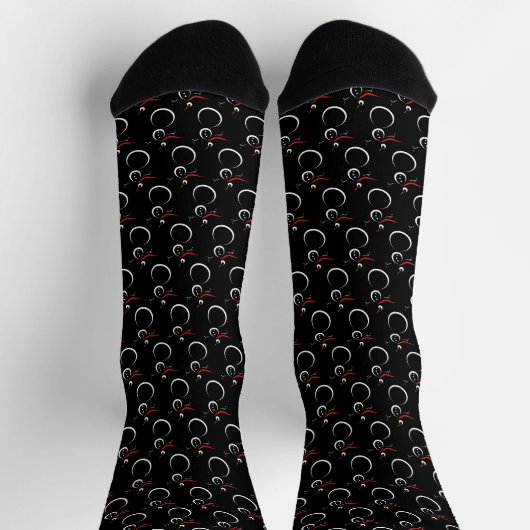 Niedlich Winter Snowman Pattern Schwarz Socken (Oben)