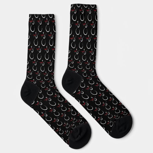 Niedlich Winter Snowman Pattern Schwarz Socken (Rechts)