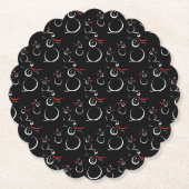 Niedlich Winter Snowman Pattern Schwarz Untersetzer (Vorderseite)