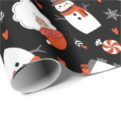 Niedlich Winter Snowman Weihnachtsmuster Geschenkpapier (Rolleneckpunkt)