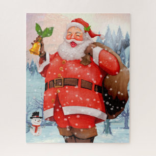 Niedlich Winter Watercolor Santa Claus Snowman Puzzle