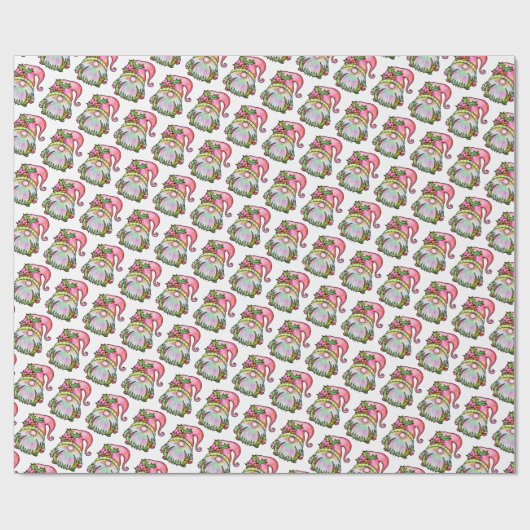 Niedlich Winter Watercolor Weihnachtsgarten Gnome Geschenkpapier (Flach)