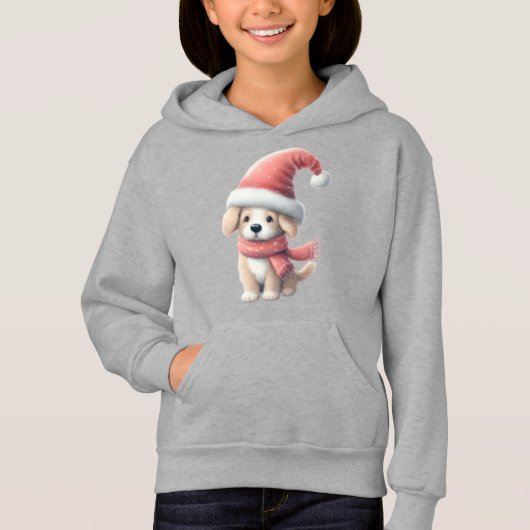 Niedlich Winter/Weihnachten/Welpen Hoodie (Vorderseite)