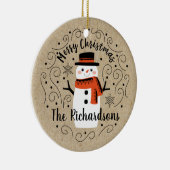 Niedlich Winter Weihnachtsschneemann Keramik Ornament (Rechts)