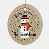 Niedlich Winter Weihnachtsschneemann Keramik Ornament (Links)
