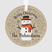 Niedlich Winter Weihnachtsschneemann Ornament (Rückseite)